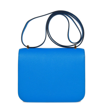 H Constance 18 Bleu Hydra Chevre Gold Hardware