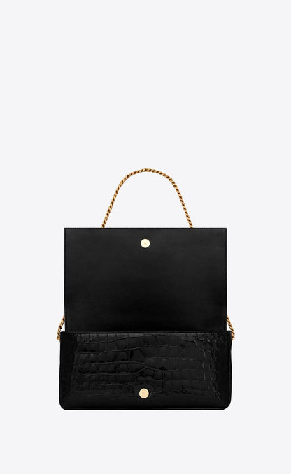 Y Kate Supple 99 Chain Bag in Crocodile-embossed Shiny Leather