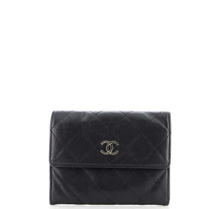 CC Compact Wallet Quilted Caviar