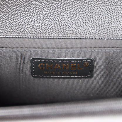 CC Medium Boy Bag Black Caviar Antique Gold Hardware