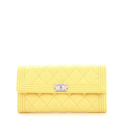 CC Boy Flap Wallet Quilted Lambskin Long