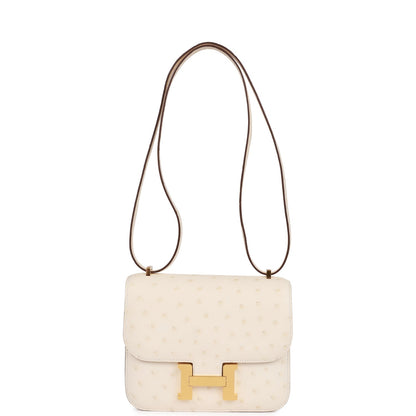 H Constance 18 Nata Ostrich Gold Hardware