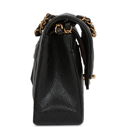CC Small Classic Double Flap Black Caviar Gold Hardware