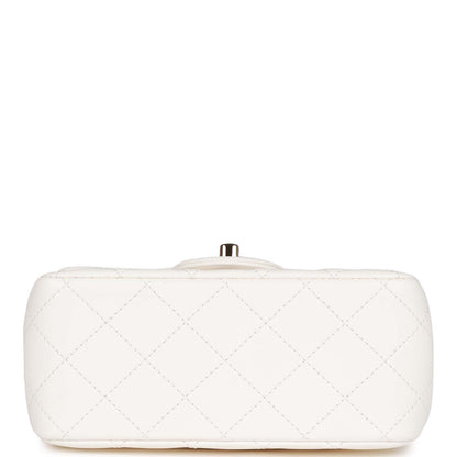 CC Pearl Crush Mini Square Flap Bag White Lambskin Light Gold Hardware