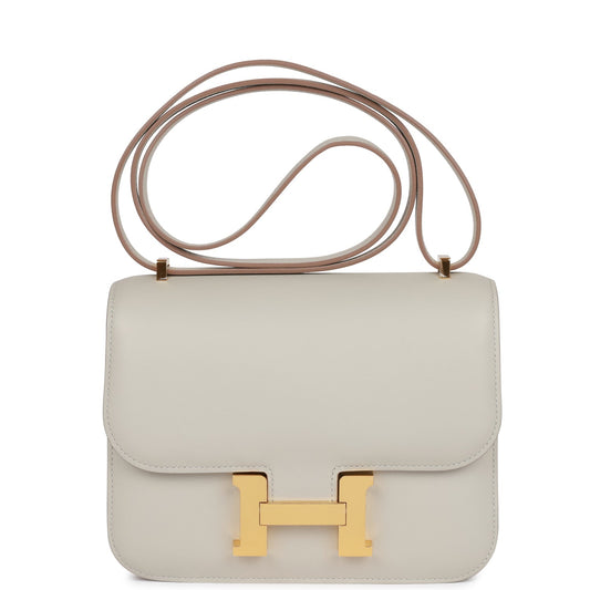 H Constance 18 Gris Perle Swift Gold Hardware