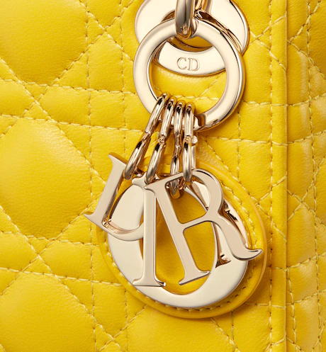 MICRO LADY D BAG Yellow Cannage Lambskin