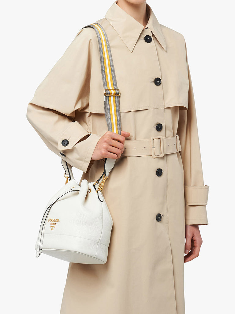 PP Leather Bucket Bag in White