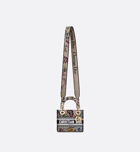 MINI LADY D-LITE BAG Pink Multicolor D Petites Fleurs Embroidery