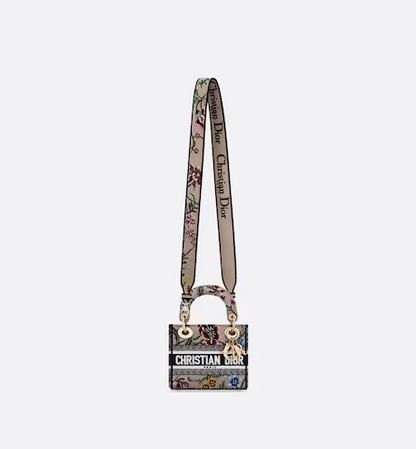 MINI LADY D-LITE BAG Pink Multicolor D Petites Fleurs Embroidery