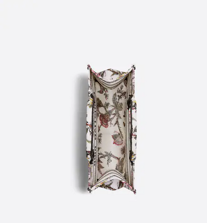 MEDIUM D BOOK TOTE White Multicolor D Jardin Botanique Embroidery (36 x 27.5 x 16.5 cm)