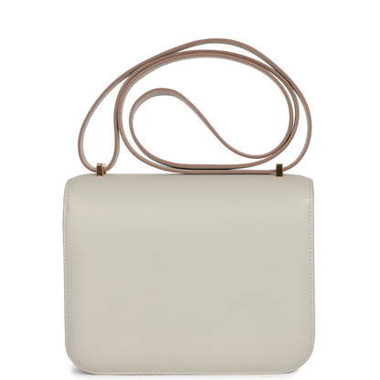 H Constance 18 Gris Perle Swift Gold Hardware