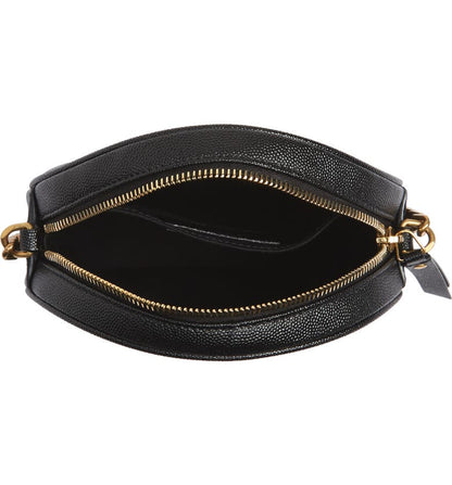Y Vinyle Round Camera Bag in Chevron-Quilted Grain de Poudre Embossed Leather