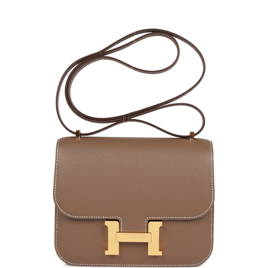 H Constance 18 Etoupe Epsom Gold Hardware