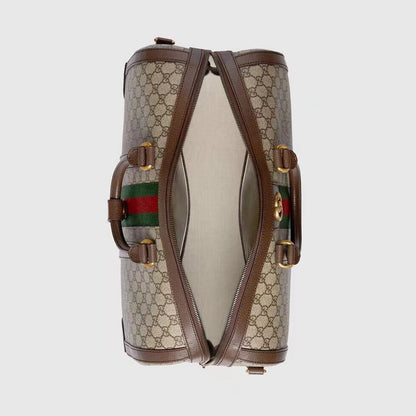 GG Savoy Small Duffle Bag Beige and Ebony GG Supreme Canvas 724262