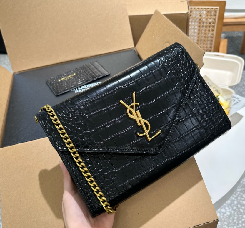 Y Uptown Leather Clutch  White