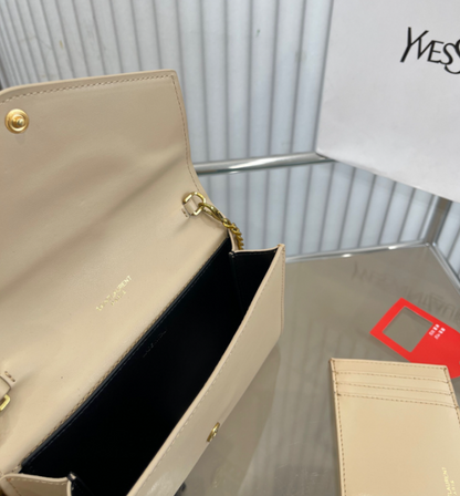 Y Uptown Leather Clutch  White