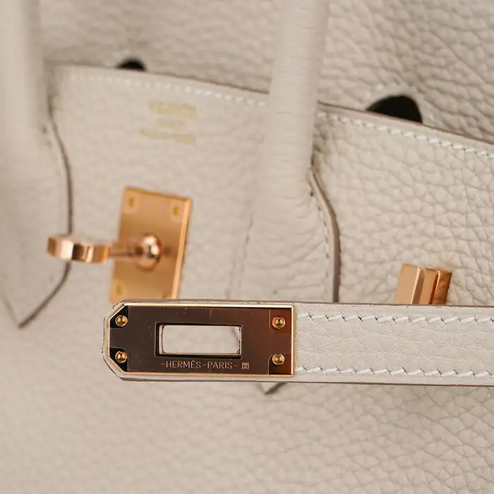 H Birkin 35 Craie Togo Palladium Hardware rose gold
