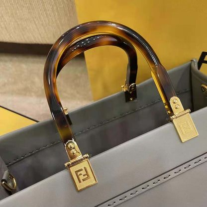 Fd Women Sunshine Medium Leather Shopper-Grey