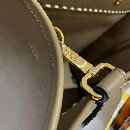 Fd Women Sunshine Medium Gray Leather and Elaphe Shopper