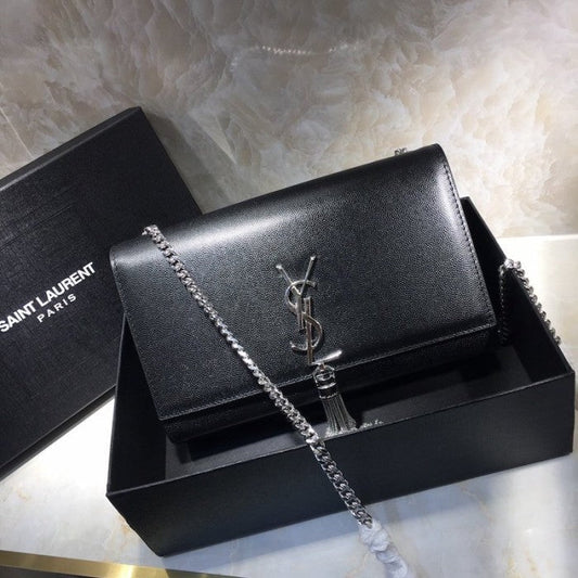 Y Black Kate Medium Leather Shoulder Bag