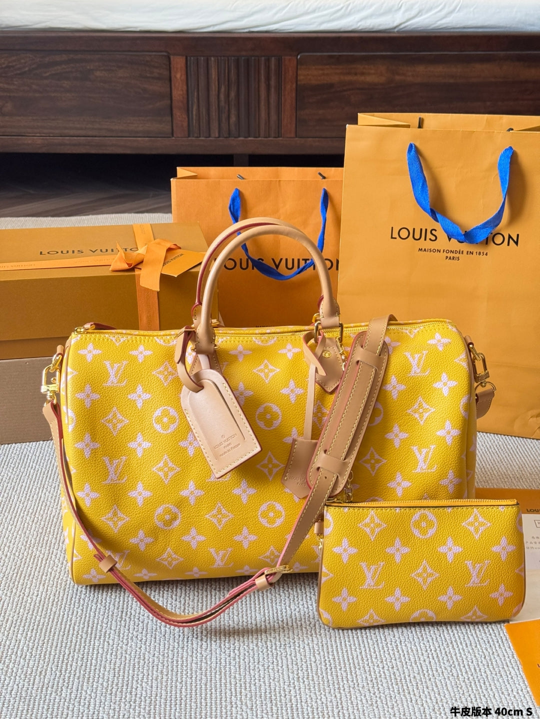 Louis new arrival yellow speedy bag size:40 cm