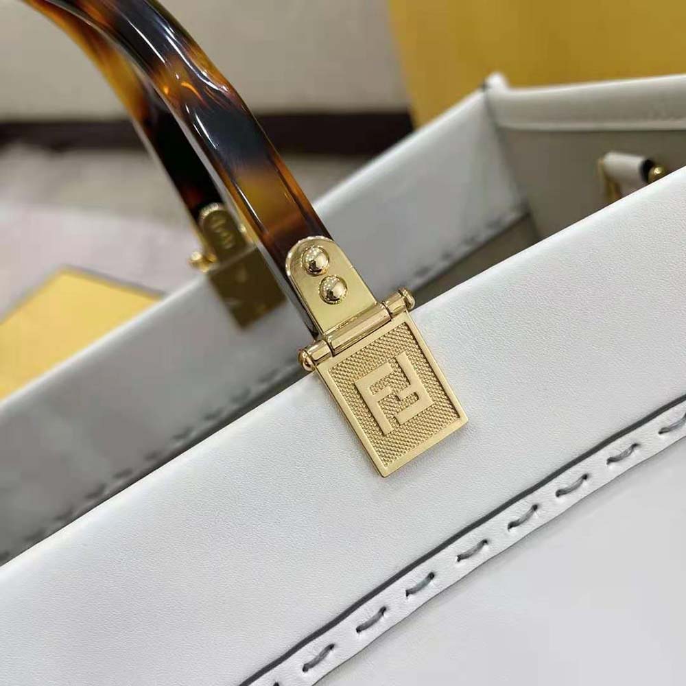 Fd Women Sunshine Medium Leather Shopper-White