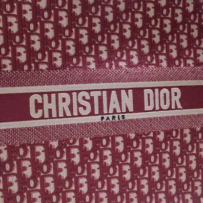 CD Unisex CD Book Tote Maroon CD Oblique Embroidered Velvet