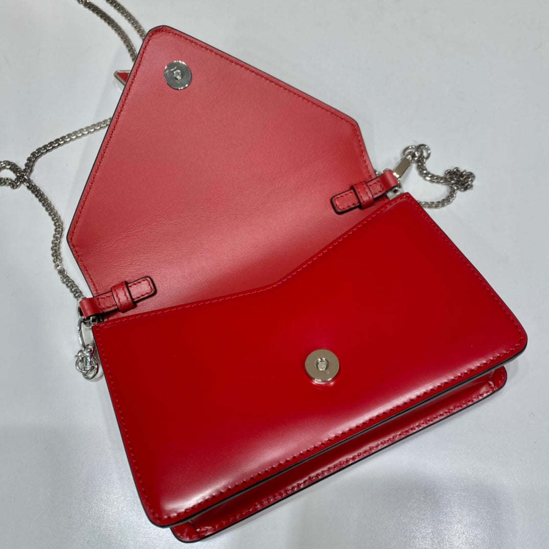 Pra Brushed Shoulder Bag Red For Women, Women's Bags 6.7in/17cm 1BH189_ZO6_F02SB_V_5KO