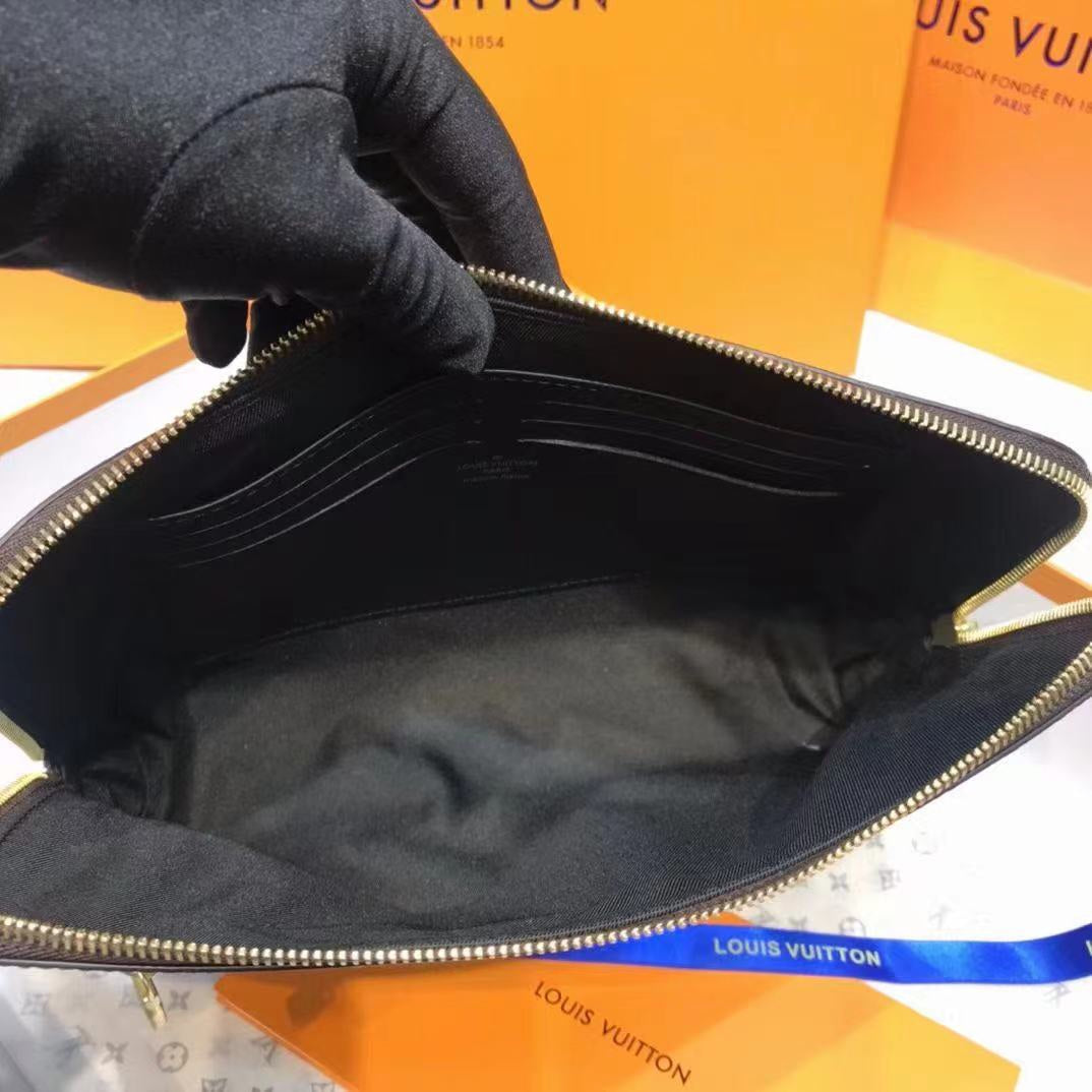 Louis new pouch damier graphite bag size： 21.0 x 27.0 x 5.0 cm