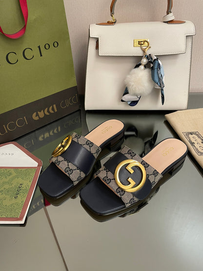 GG new arrival women slippers heels 1 cm