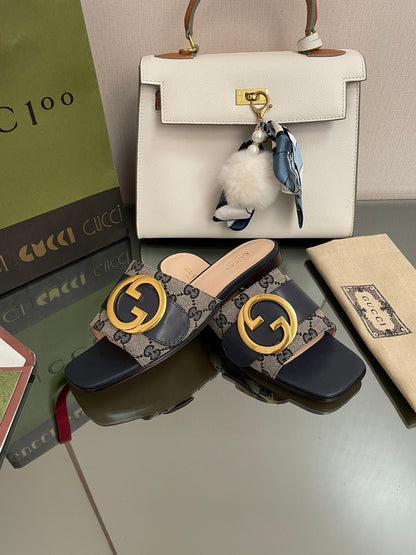 GG new arrival women slippers heels 1 cm