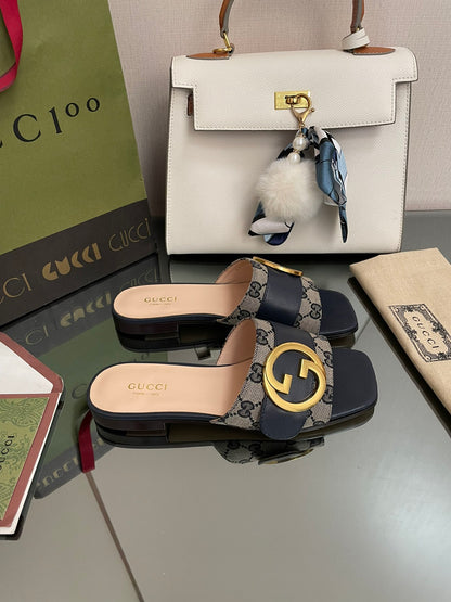 GG new arrival women slippers heels 1 cm