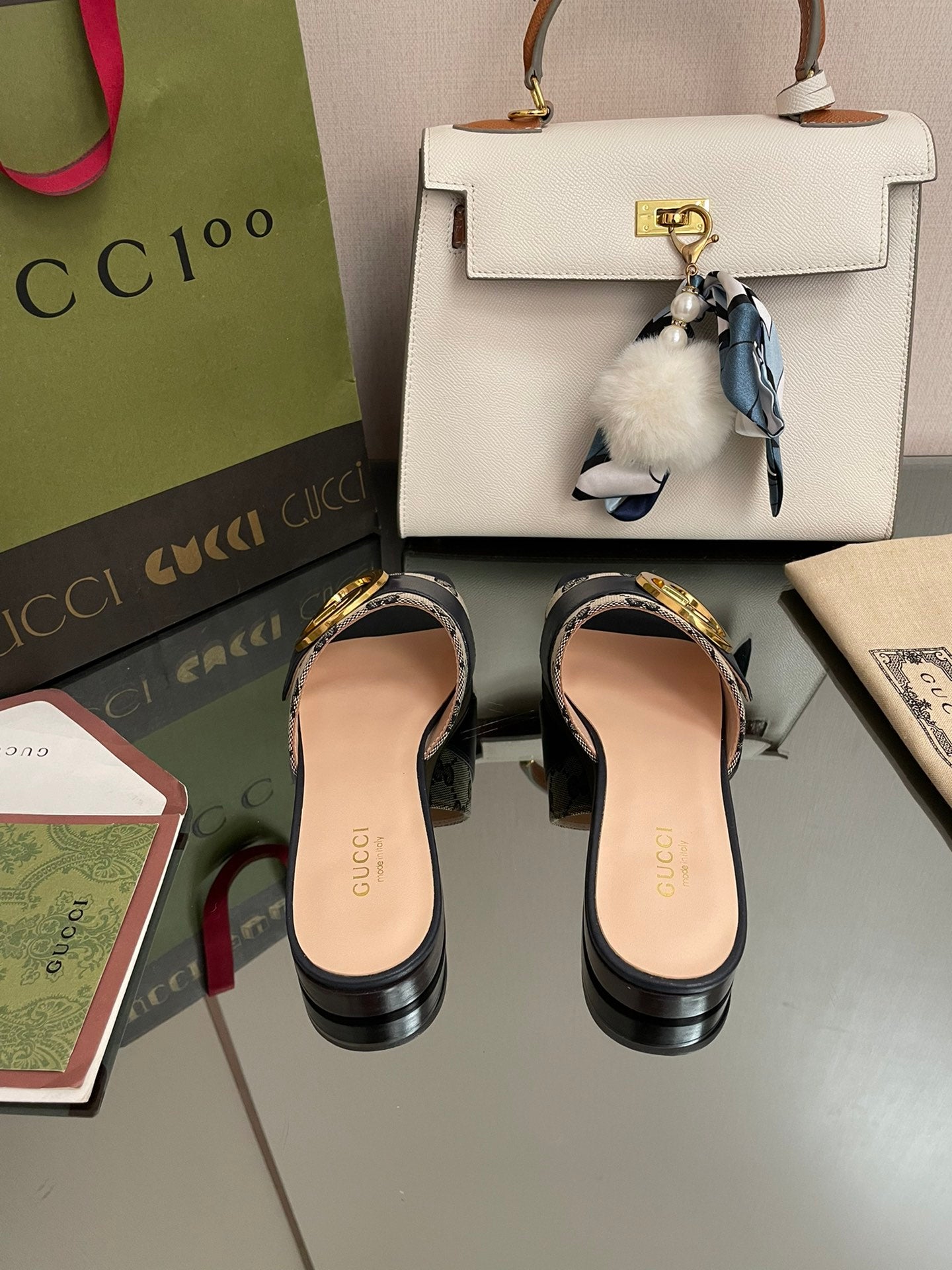 GG new arrival women slippers heels 1 cm
