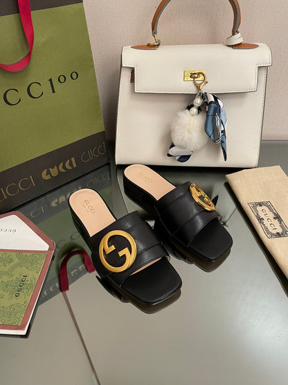 GG new arrival women slippers heels 1 cm