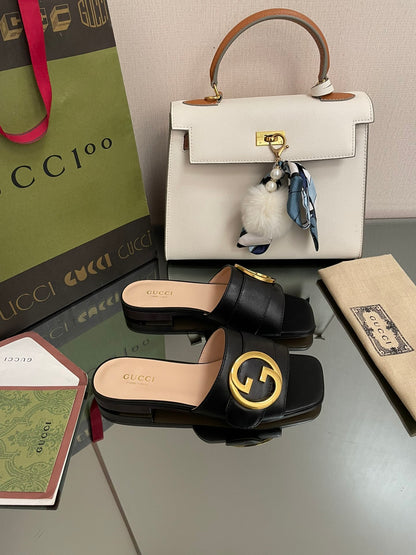 GG new arrival women slippers heels 1 cm