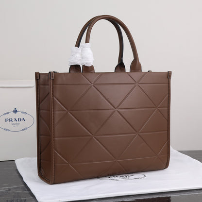 PP big size leather Symbole bag with topstitching