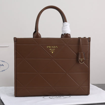 PP big size leather Symbole bag with topstitching