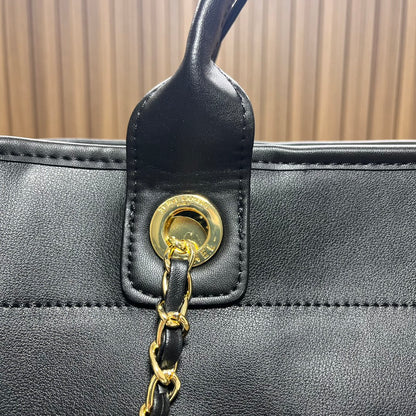 CC leather tote bag black/white size: 36.5/32/15 cm