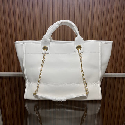 CC leather tote bag black/white size: 36.5/32/15 cm
