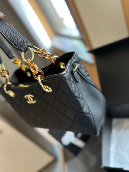 Cc new arrival vintage tote bag caviar leather size: 27cm
