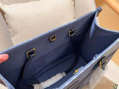 Louis new arrival denim onthego tote bag size:35 cm
