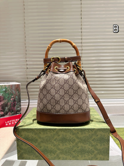 Gg new arrival bamboo bucket bag size: 19*12 cm