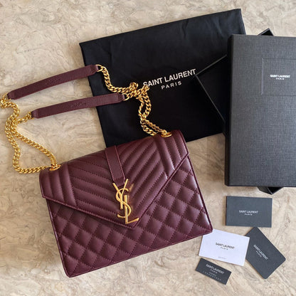 Y  Envelope Medium Bag In Mix Matelasse Grain  De Poudre Embossed Leather