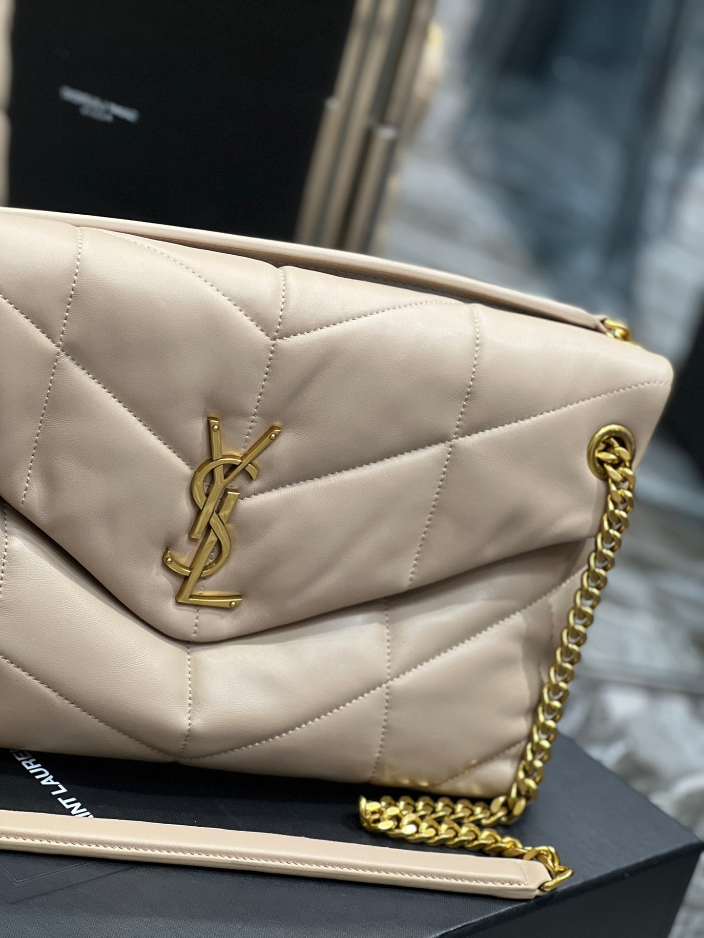 Y PUFFER MEDIUM BAG IN QUILTED LAMBSKIN