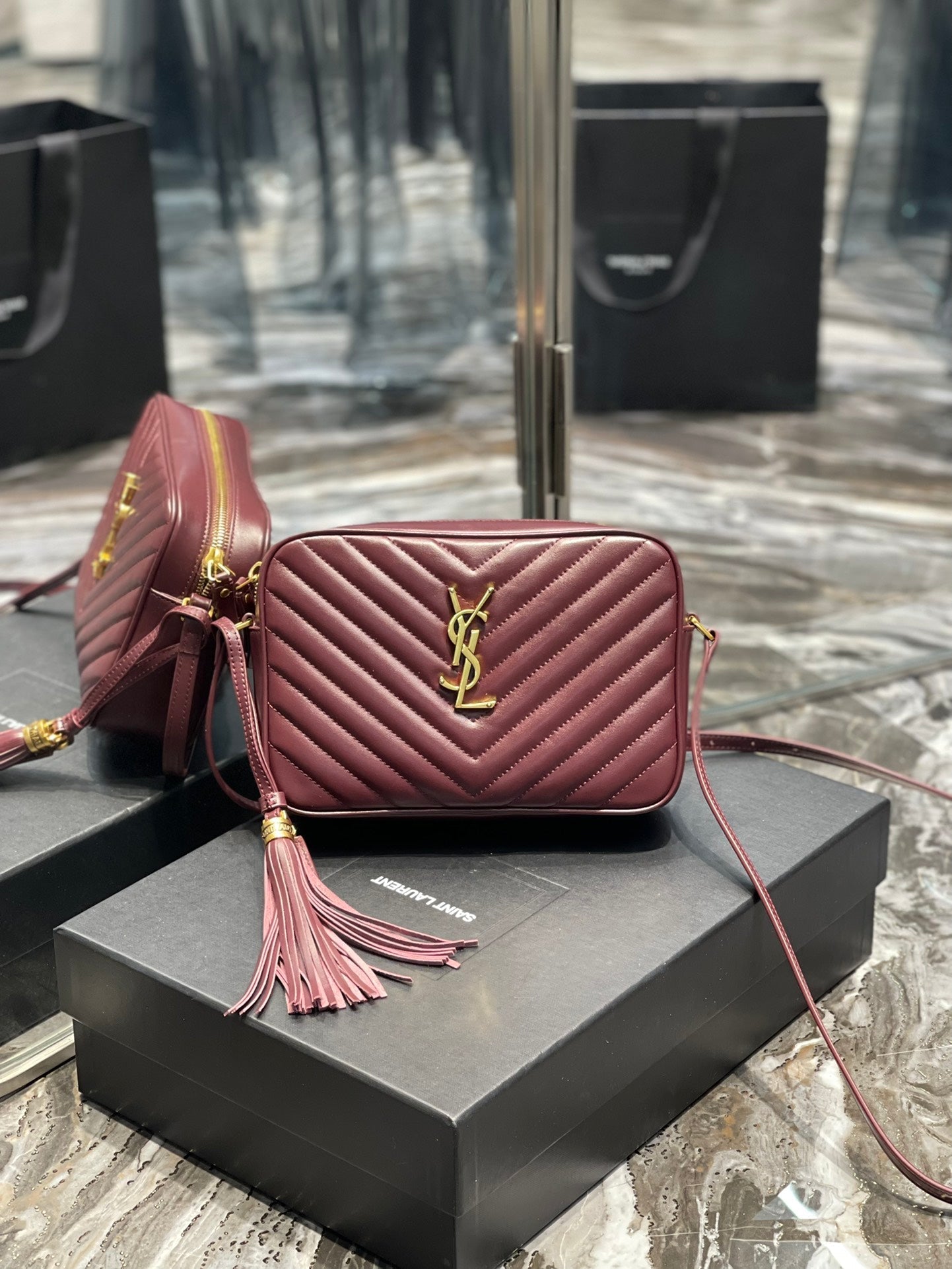 Y Lou Camera Bag In Quilted Leather