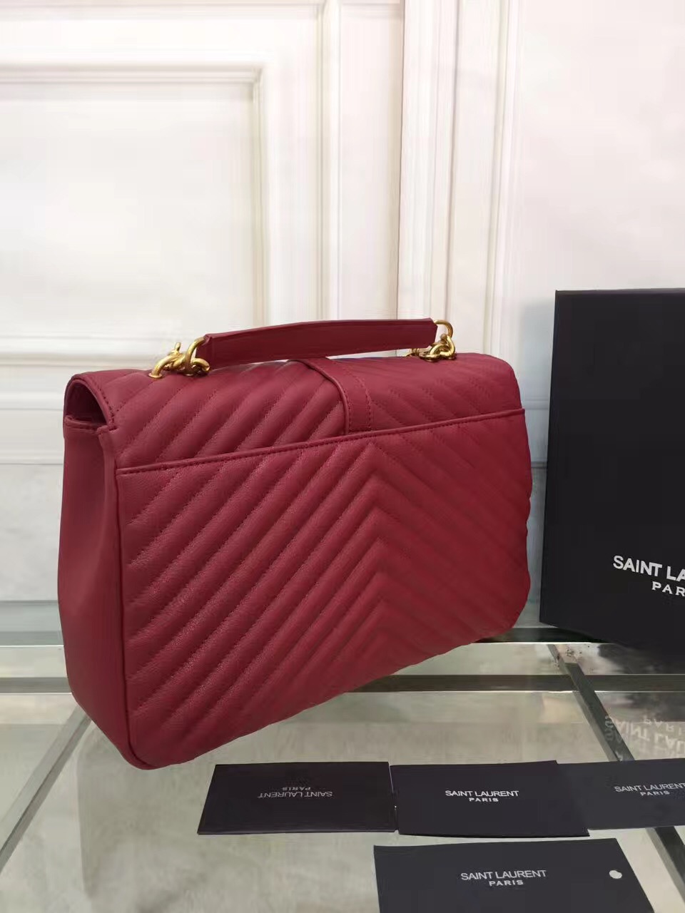Y College Large Quilted Leather Bag