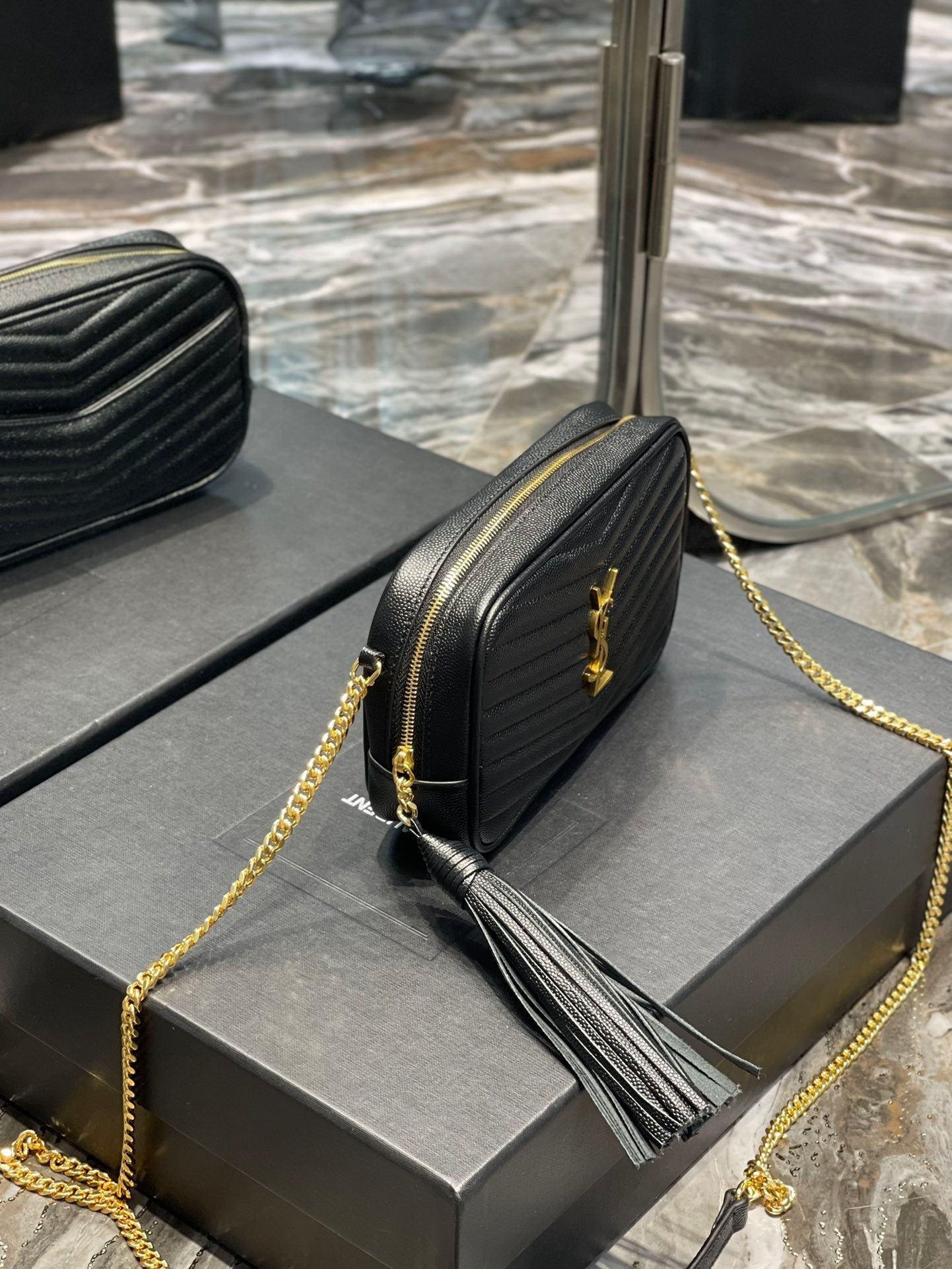 Y Lou Mini Bag In Quilted  Grain  De Poudre Embossed Leather